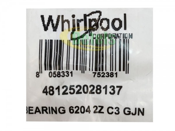 Подшипник барабана SKF 6204 ZZ для стиральной машины (в фирменной упаковке Whirlpool)